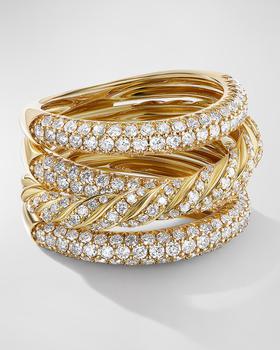商品Paveflex Four-Row Ring with Diamonds in 18K Gold, 15mm, Size 8图片