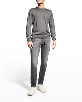 Kiton | Men's Heathered Crewneck Cashmere Silk Sweater商品图片,