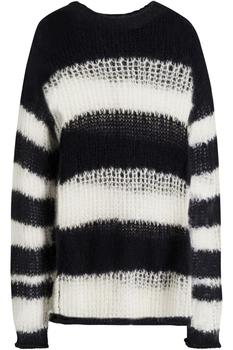 Kenzo | Oversized striped open-knit mohair-blend sweater商品图片,5折