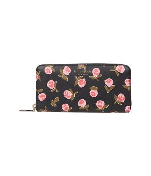 Kate Spade, Kate Spade | Spencer Ditsy Rose Printed PVC Zip Around Continental Wallet商品图片 4.7折