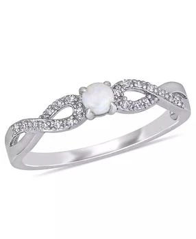 Macy's | Opal (1/10 ct. t.w.) and Diamond (1/10 ct. t.w.) Sterling Silver, Infinity Ring,商家Macy's,价格¥736