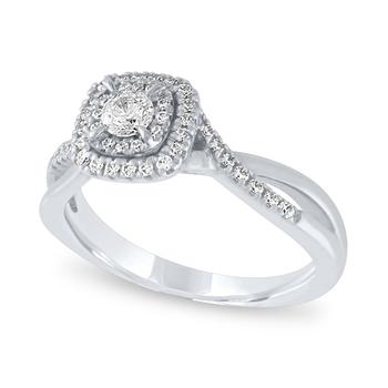 商品Macy's | Diamond Cushion Halo Engagement Ring (3/8 ct. t.w.) in 14k White Gold,商家Macy's,价格¥11523图片