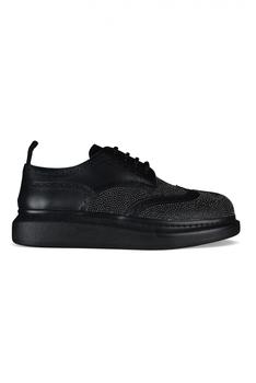 推荐Luxury Men's Shoes   Alexander Mcqueen Black Leather Hybrid Derbies With Decorative Studs商品