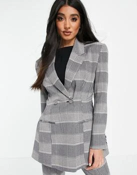 ASOS | ASOS DESIGN premium moulded hip suit blazer in check 6折