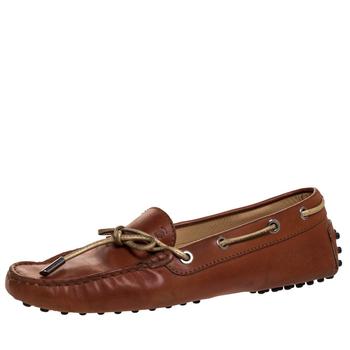 [二手商品] Tod's | Tod's Brown Leather Bow Slip On Loafers Size 37.5商品图片,5.2折