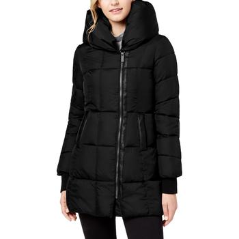 推荐French Connection Women's Quilted Asymmetrical Hem Hooded Winter Puffer Coat商品
