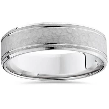 Pompeii3 | Mens Hammered 14K White Gold Comfort Fit Ring Band New Size Selectable,商家Premium Outlets,价格¥4452