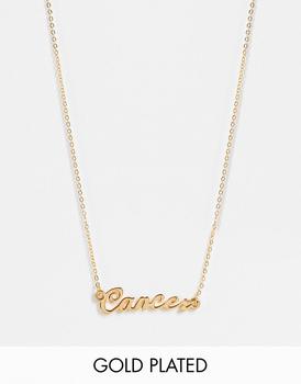 ASOS DESIGN 14k gold plated necklace with zodiac cancer pendant product img