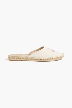 Ganni | Embroidered canvas espadrille slides商品图片,4.4折
