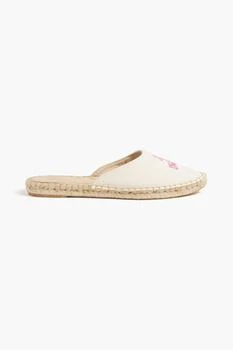 Ganni | Embroidered canvas espadrille slippers 2.5折