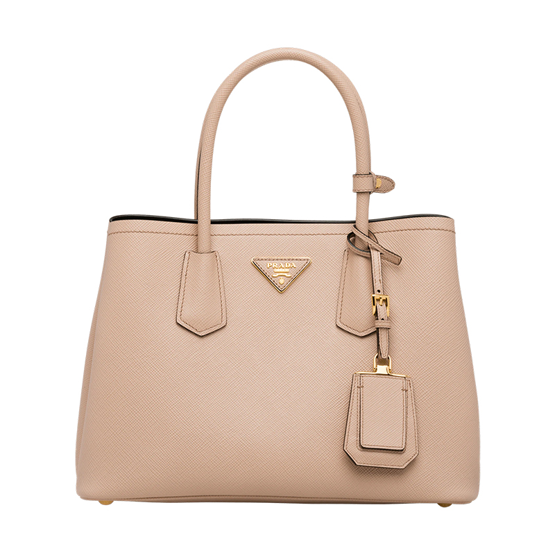 Prada | PRADA/普拉达 22新款 double系列 女士粉色saffiano十字纹皮革拆卸吊饰金色标志双皮手柄手提斜挎包1BG887_2A4A_F0UDW_V_OOO商品图片,额外9.5折, 包邮包税, 额外九五折