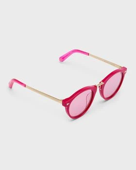 KAREN WALKER | High Bridge Metal & Acetate Round Sunglasses 独家减免邮费