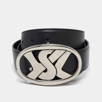 推荐Yves Saint Laurent Black Leather Logo Buckle  Belt 85 CM商品