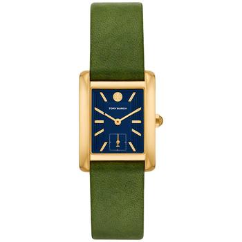 tory burch eleanor北京, Tory Burch | Women's The Eleanor Green Leather Strap Watch 24mm商品图片 
