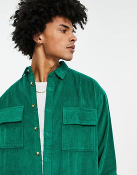 ASOS | ASOS DESIGN boxy oversized shirt in chunky cord商品图片,
