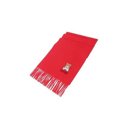 春装莫斯奇诺围巾, Moschino | MOSCHINO 女士红色泰迪熊图案流苏围巾 50151M-5438-COL7商品图片 独家减免邮费