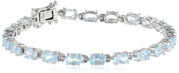 商品MAX + STONE | Sterling Silver Oval Cut Blue Topaz Tennis Bracelet, 7 inhes,商家Premium Outlets,价格¥538图片