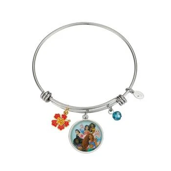 Unwritten Coral and Orange Enamel Fower, Blue Crystal Bead and Multi Color Little Mermaid Bangle Bracelet,价格$15.85