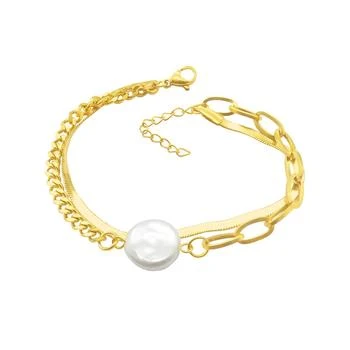 推荐Adornia Mixed Chain Pearl Bracelet gold商品