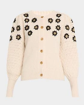 Dea Kudibal | Felinedea Floral Embroidered Bishop-Sleeve Cardigan,商家Neiman Marcus,价格¥3404