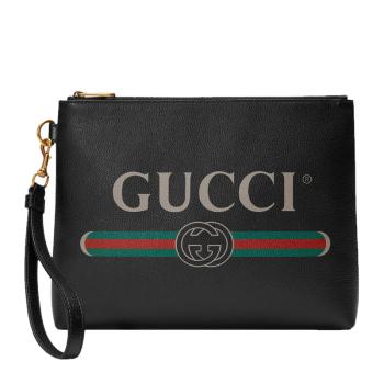 商品Gucci | GUCCI 古驰 男士黑色Gucci Print系列皮革手拿包 572770-0Y2AT-8163,商家Beyond Chinalux,价格¥7168图片