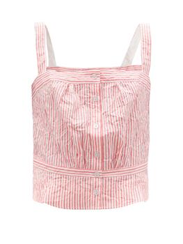 Thierry Colson | Rossa crinkled stripe cotton-sateen top商品图片,2.9折