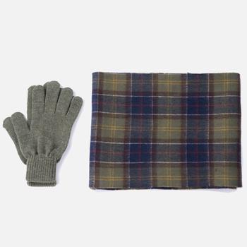 推荐Barbour Men's Tartan Scarf and Gloves Gift Set - Signature Check商品