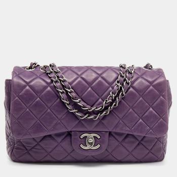 [二手商品] Chanel | Chanel Purple Quilted Leather Jumbo Classic Flap Bag商品图片,7.1折, 满1件减$100, 满减