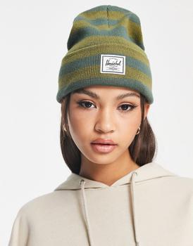 推荐Herschel Supply Co Elmer classic logo beanie in green stripe商品