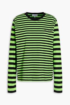 Ganni | Striped organic cotton-jersey top商品图片,4.9折×额外7.5折, 额外七五折