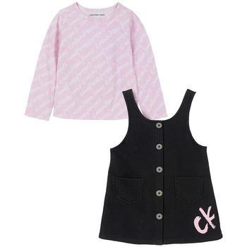 商品Calvin Klein | Little Girls 2-Piece Logo-Print Jersey T-shirt and Fleece Jumper Set,商家Macy's,价格¥150图片