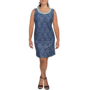 a & R Cashmere, R&M Richards | R&M Richards Womens Lace Glitter Shift Dress商品图片 