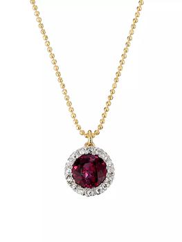 商品Renee Lewis | Two-Tone 18K Gold, Almandine Garnet & 0.8 TCW Diamond Halo Pendant Necklace,商家Saks Fifth Avenue,价格¥43795图片