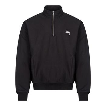 推荐Stussy Logo 1/4 Zip Sweatshirt - Black商品