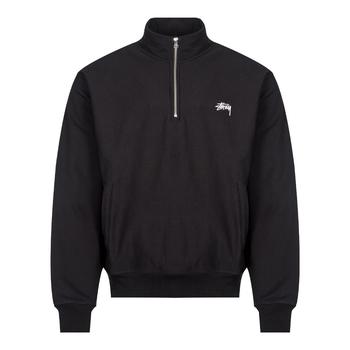 stussy卫衣直邮, STUSSY | Stussy Logo 1/4 Zip Sweatshirt - Black商品图片 