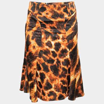 Just Cavalli | Just Cavalli Orange and Black Printed Flared Hem Skirt S商品图片,4.5折