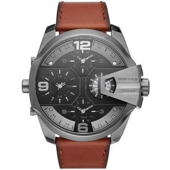 diesel手表价格, Diesel | Men's Chronograph Uber Chief Brown Leather Strap Watch 54mm商品图片 6折