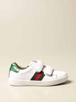 推荐Gucci Ace sneakers in leather with Web bands商品