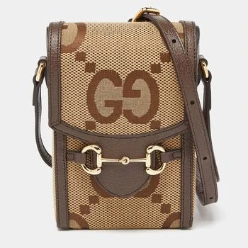 Gucci | Gucci Beige Jumbo GG Canvas and Leather Horsebit 1955 Crossbody Bag 