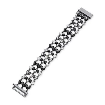 Givenchy | Hematite-Tone Jet Crystal Stone Multi Row Flex Bracelet 