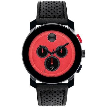 Movado | Men's Swiss TR90 Black Leather Strap Watch 43.5mm商品图片,7折