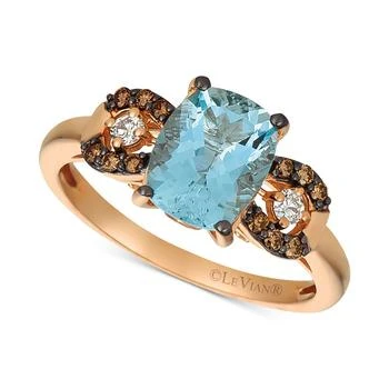 Le Vian | Aquamarine (1-9/10 ct. t.w.), Chocolate Diamond (1/8 ct. t.w.) and Diamond Accent Ring in 14k Rose Gold,商家Macy's,价格¥12380
