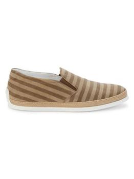 推荐Men's Striped Suede Slip-On Sneakers商品