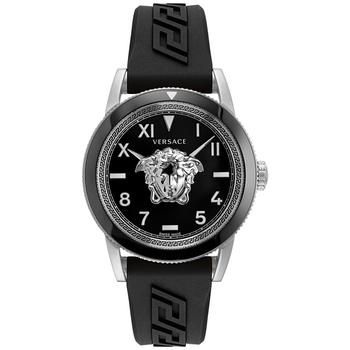 美国范思哲手表, Versace | Men's Swiss V-Palazzo Black Logo Silicone Strap Watch 43mm商品图片 