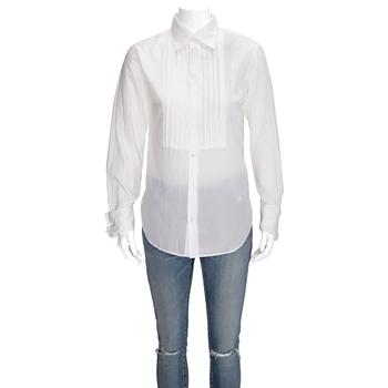 burberry衬衫, Burberry | Ladies White Ribbed Panel Shirt商品图片 7折