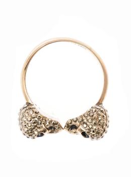 商品Alexander McQueen | Alexander Mcqueen Woman's Brass Twin Skull Ring with Crystals Applied,商家Baltini,价格¥1267图片