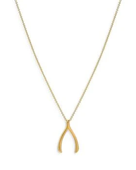 Zoe Lev | 14K Yellow Gold Wishbone Pendant Necklace, 18",商家Bloomingdale's,价格¥3642