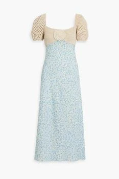推荐Sardinia crochet-paneled floral-print linen-blend midi dress商品