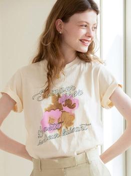 推荐Watercolor Flower T-shirt (Light Beige)商品