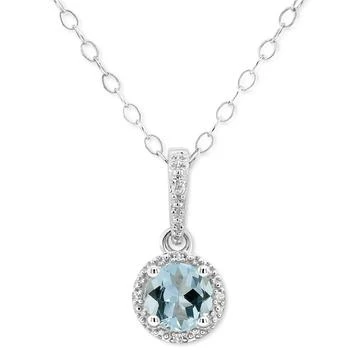 Macy's | Aquamarine Solitaire 18" Pendant Necklace (3/8 ct. t.w.) in Sterling Silver,商家Macy's,价格¥1674